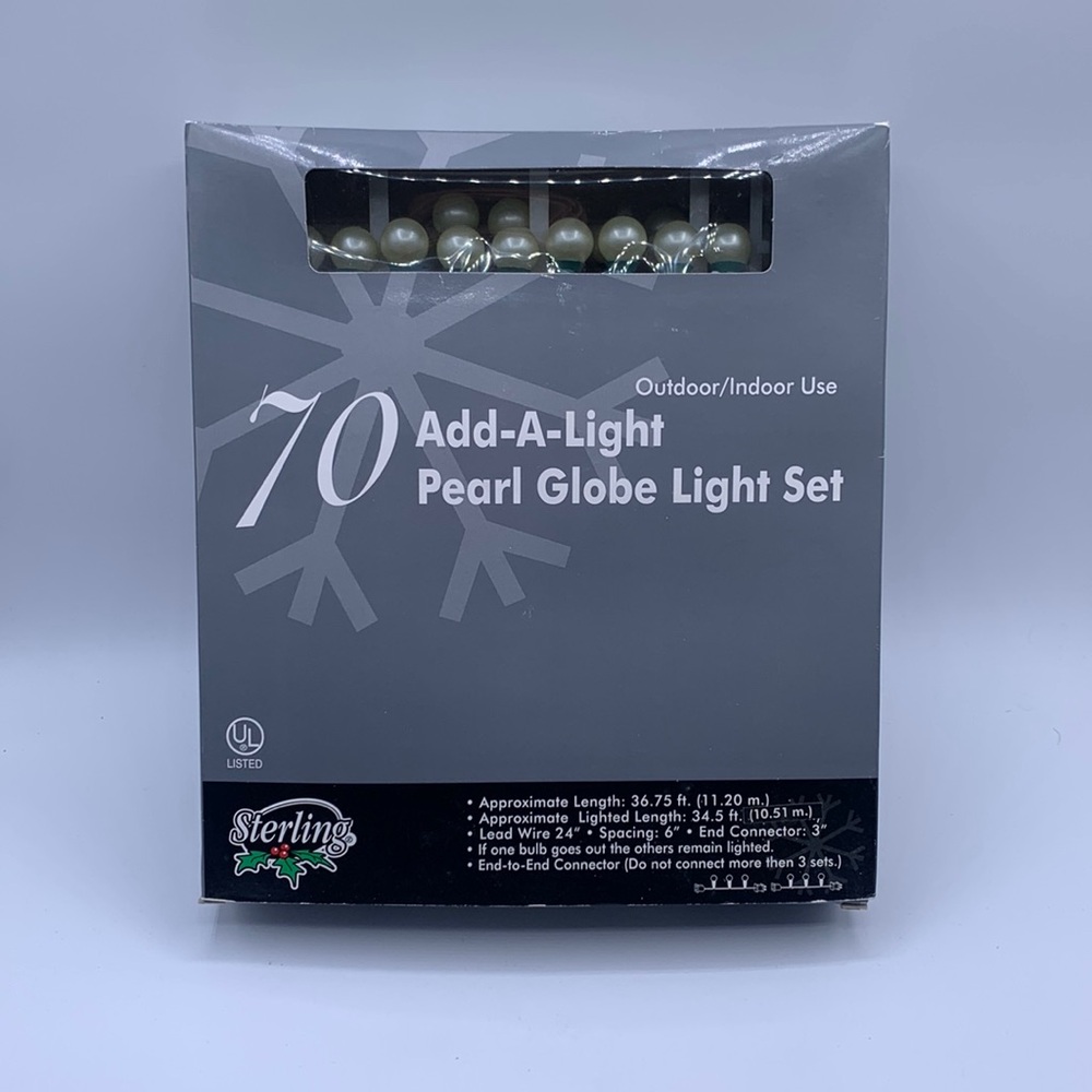 Sterling Indoor/Outdoor 70 Add-A-Light Pearl Globe Light Set TESTED